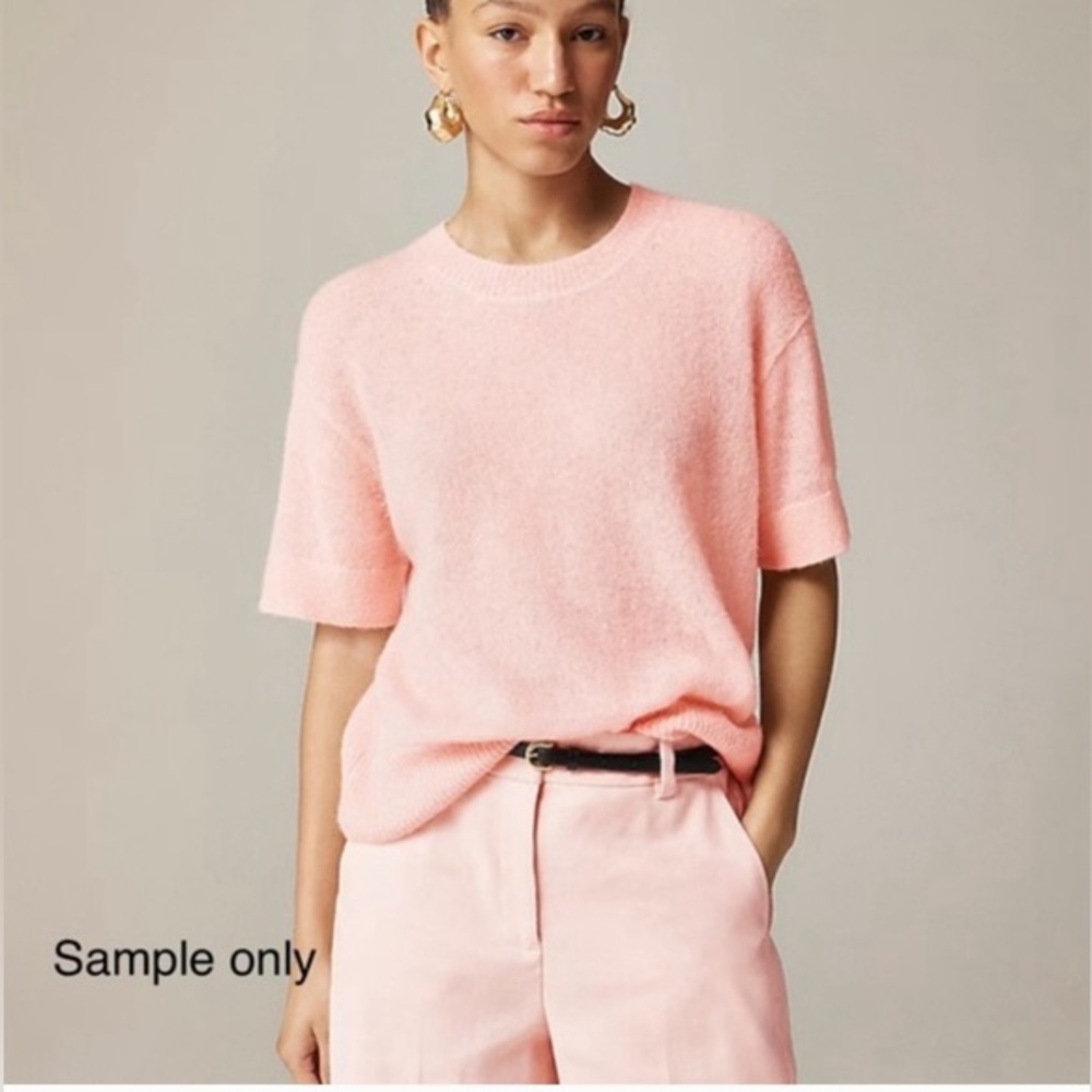 J. Crew Alpaca-blend Oversized Sweater T-shirt Bubble Gum Pink sz M Soft Knit